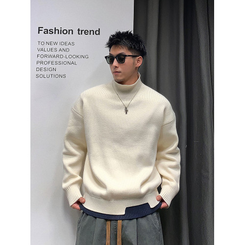 徐太浪高級感純色半高領毛衣男秋冬休閒慵懶風保暖內搭打底衫上衣