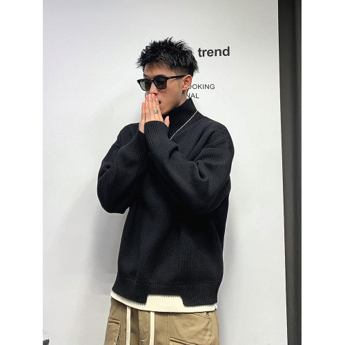 徐太浪高級感純色半高領毛衣男秋冬休閒慵懶風保暖內搭打底衫上衣
