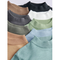 半高領毛衣男春秋款加絨加厚中領打底衫男內搭針織衫純色秋冬上衣