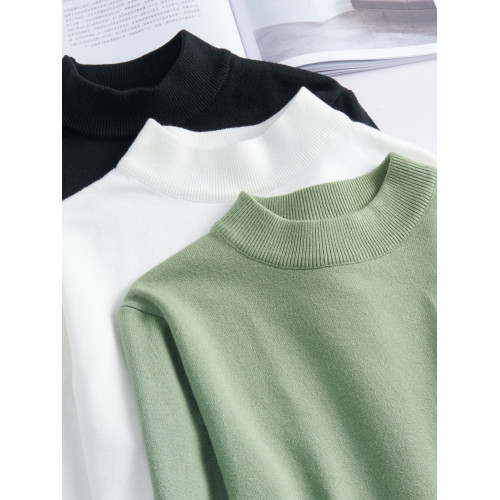 半高領毛衣男春秋款加絨加厚中領打底衫男內搭針織衫純色秋冬上衣