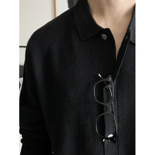 碧捨新款毛衣開衫春秋百搭簡約翻領毛線外套韓版薄款英倫針織衫男