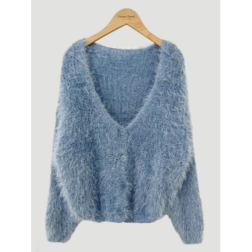 奶fufu慵懶水貂絨毛衣外套女早秋季大碼胖mm顯瘦V領短款針織開衫 奶fufu慵懶水貂絨毛衣外套女早秋季大碼胖mm顯瘦V領短款針織開衫