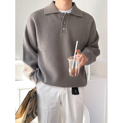 MRCYC休閒翻領針織衫男士秋季新款韓系潮流寬松慵懶風長袖毛衣