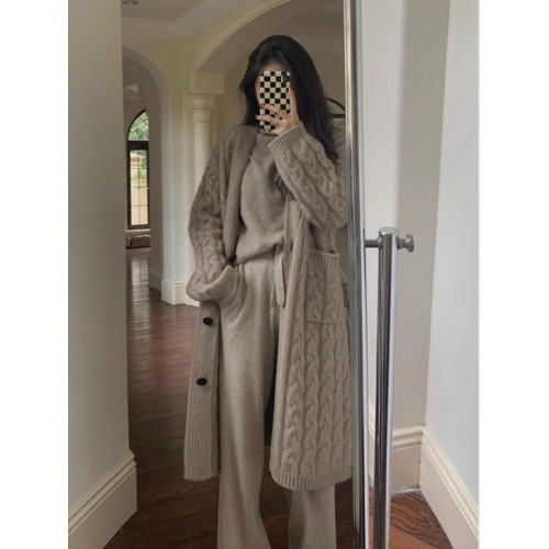 中長款麻花慵懶風法式加厚軟糯針織開衫毛衣外套女秋冬季2025新款 中長款麻花慵懶風法式加厚軟糯針織開衫毛衣外套女秋冬季2025新款