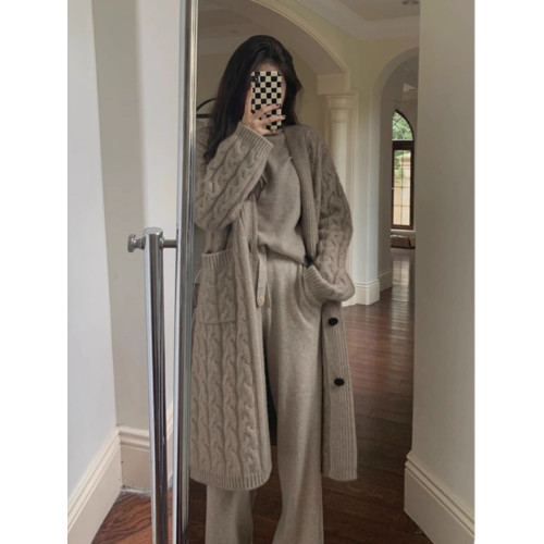 中長款麻花慵懶風法式加厚軟糯針織開衫毛衣外套女秋冬季2025新款 中長款麻花慵懶風法式加厚軟糯針織開衫毛衣外套女秋冬季2025新款