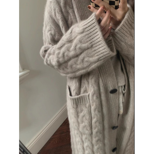 中長款麻花慵懶風法式加厚軟糯針織開衫毛衣外套女秋冬季2025新款 中長款麻花慵懶風法式加厚軟糯針織開衫毛衣外套女秋冬季2025新款