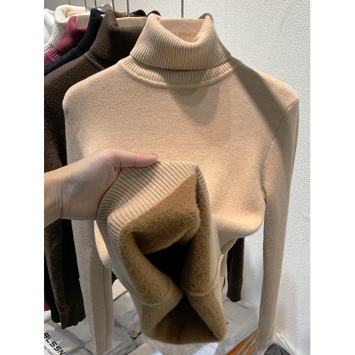 高領毛衣女加絨加厚2025秋冬新款一體水貂絨內搭上衣打底衫女冬厚 高領毛衣女加絨加厚2025秋冬新款一體水貂絨內搭上衣打底衫女冬厚