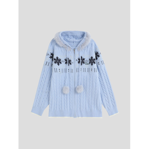 INSstudios 國潮牌情侶美式毛領費爾島毛衣寬松連帽針織開衫外套