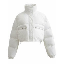 辣妹立領拉鍊松緊收腰短款麵包服美式ins博主保暖大口袋棉外套