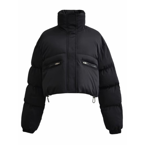 辣妹立領拉鍊松緊收腰短款麵包服美式ins博主保暖大口袋棉外套 辣妹立領拉鍊松緊收腰短款麵包服美式ins博主保暖大口袋棉外套