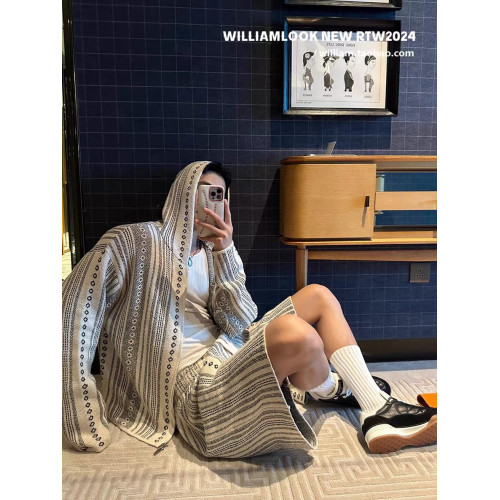 秋冬復古港風潮牌小衆設計雜線鏤空針織衫毛衣男女休閒開衫外套