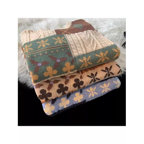 復古撞色毛衣男聖誕潮流大碼慵懶高級寬松外穿情侶百搭針織衫秋冬