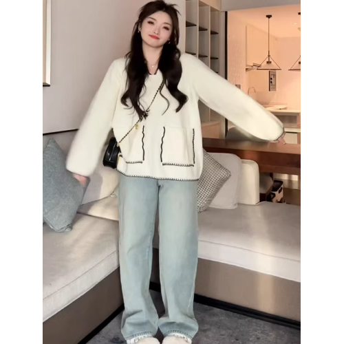 大碼慵懶風v領寬松內搭針織衫毛衣秋冬胖mm顯瘦小香風外套上衣女 大碼慵懶風v領寬松內搭針織衫毛衣秋冬胖mm顯瘦小香風外套上衣女