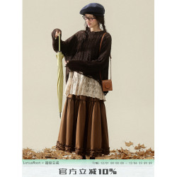 三寸藕【焦糖漫想】復古設計感綁帶毛衣冬季小衆慵懶加厚保暖上衣