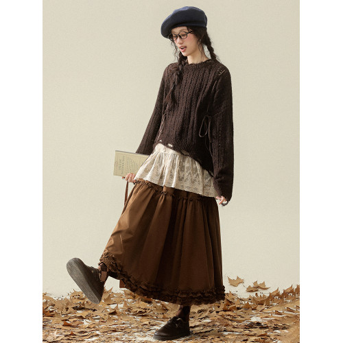 三寸藕【焦糖漫想】復古設計感綁帶毛衣冬季小衆慵懶加厚保暖上衣 三寸藕【焦糖漫想】復古設計感綁帶毛衣冬季小衆慵懶加厚保暖上衣