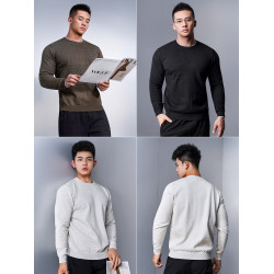 墨立方男士秋冬季圓領套頭毛衣純色內搭2025冬季加厚打底針織衫潮