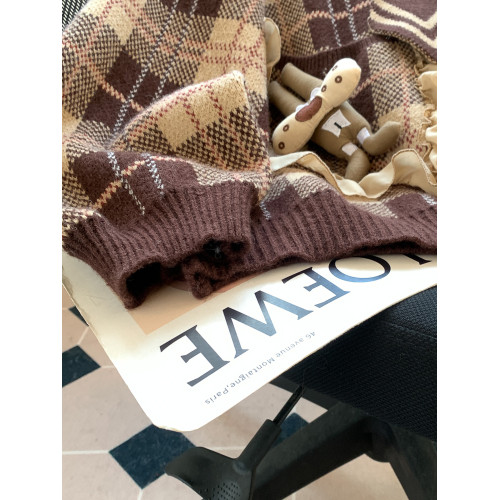 超好看海軍領復古格子美拉德可愛毛衣女秋冬穿搭寬松慵懶風針織衫 超好看海軍領復古格子美拉德可愛毛衣女秋冬穿搭寬松慵懶風針織衫