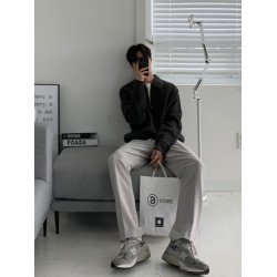 半拉鍊毛衣男秋冬款日系復古高級感慵懶風翻領針織衫寬松休閒線衣