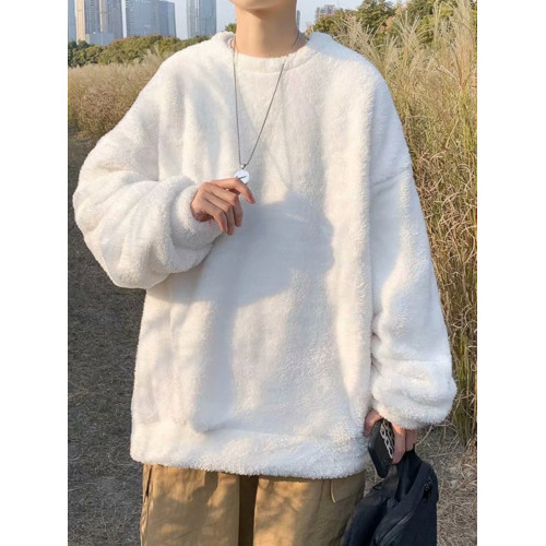 港風潮牌毛絨衛衣男韓版潮流百搭寬松保暖秋冬毛衣情侶外套打底衫