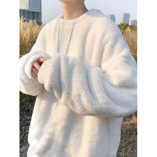 港風潮牌毛絨衛衣男韓版潮流百搭寬松保暖秋冬毛衣情侶外套打底衫