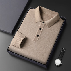 鄂爾多加厚羊毛衫中老年男秋冬季保暖純色翻領毛衣中年大碼爸爸裝