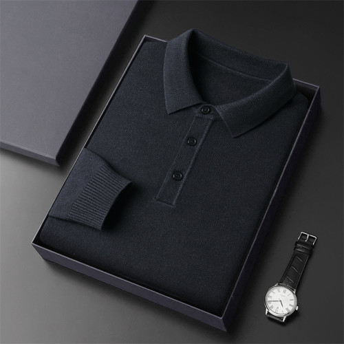 鄂爾多加厚羊毛衫中老年男秋冬季保暖純色翻領毛衣中年大碼爸爸裝