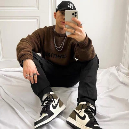 FOG復線潮牌ESSENTIALS美式高街秋冬字母提花寬松圓領針織衫毛衣