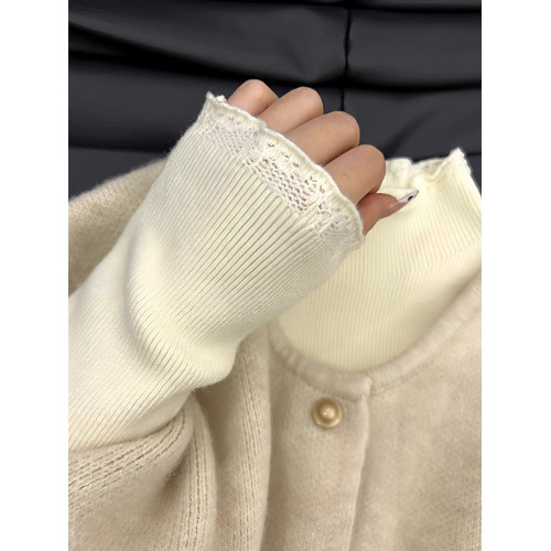 小香風內搭軟糯針織衫毛衣女2025秋冬款鉤花木耳邊半高領打底上衣 小香風內搭軟糯針織衫毛衣女2025秋冬款鉤花木耳邊半高領打底上衣