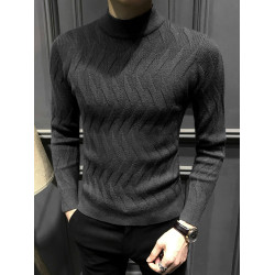 冬季半高領毛衣男新款加絨加厚內搭秋冬保暖男士打底修身針織毛衫