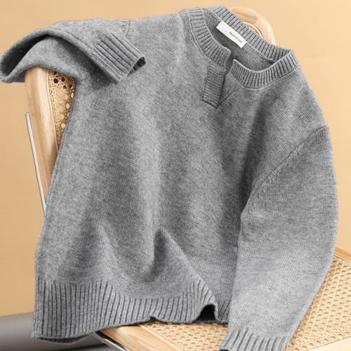 秋冬V領男品質螺紋毛線上衣純色休閒長袖針織打底衫內搭毛衣外套