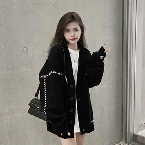 大碼胖妹妹炸街鹽系赫本風毛衣外套女秋冬新款減齡寬松長袖針織衫 大碼胖妹妹炸街鹽系赫本風毛衣外套女秋冬新款減齡寬松長袖針織衫