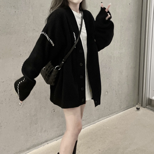 大碼胖妹妹炸街鹽系赫本風毛衣外套女秋冬新款減齡寬松長袖針織衫 大碼胖妹妹炸街鹽系赫本風毛衣外套女秋冬新款減齡寬松長袖針織衫