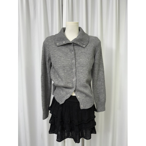 秋冬新款韓系氣質高領單排釦長袖針織開衫外穿寬松顯瘦毛衣短外套 秋冬新款韓系氣質高領單排釦長袖針織開衫外穿寬松顯瘦毛衣短外套