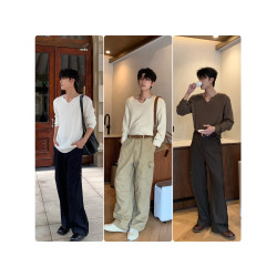 Hualun冬季內搭男生針織衫打底T恤薄款男裝上衣cleanfit休閒毛衣