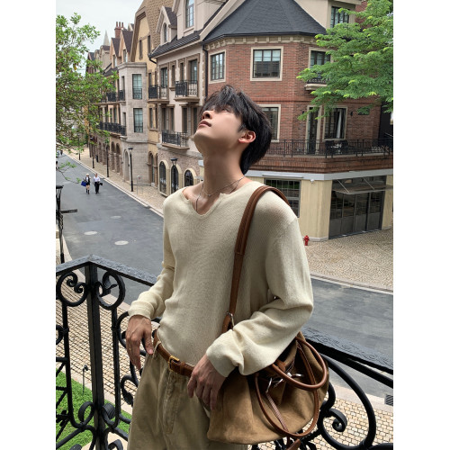 Hualun冬季內搭男生針織衫打底T恤薄款男裝上衣cleanfit休閒毛衣