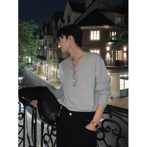 Hualun冬季內搭男生針織衫打底T恤薄款男裝上衣cleanfit休閒毛衣