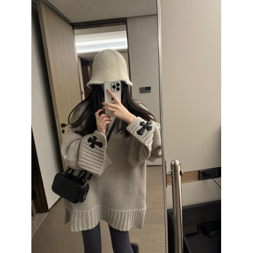 韓系復古設計感長袖外穿毛衣女秋冬新款寬松慵懶風時尚套頭針織衫 韓系復古設計感長袖外穿毛衣女秋冬新款寬松慵懶風時尚套頭針織衫