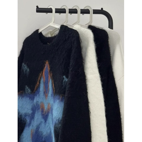 美式復古仿貂毛五角星星毛衣男女冬季高級感慵懶風潮牌針織衫外套