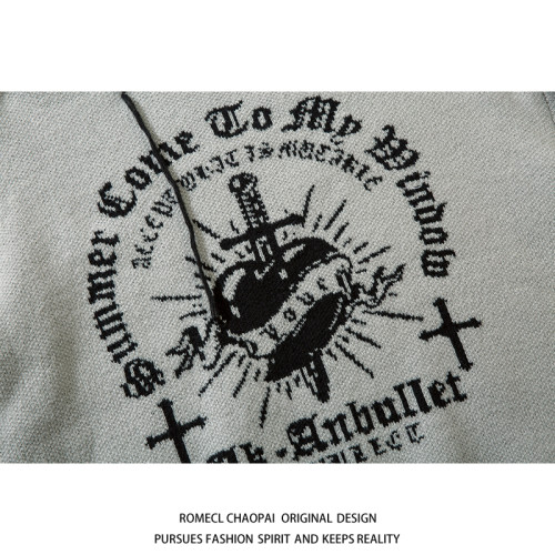 ROMECL暗黑寬鬆休閒亞文化毛衣男女美式休閒亞比風oversize針織衫