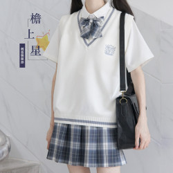 【刺篇原創】簷上星 日系jk/dk製服正版刺綉毛衣針織背心秋冬新款