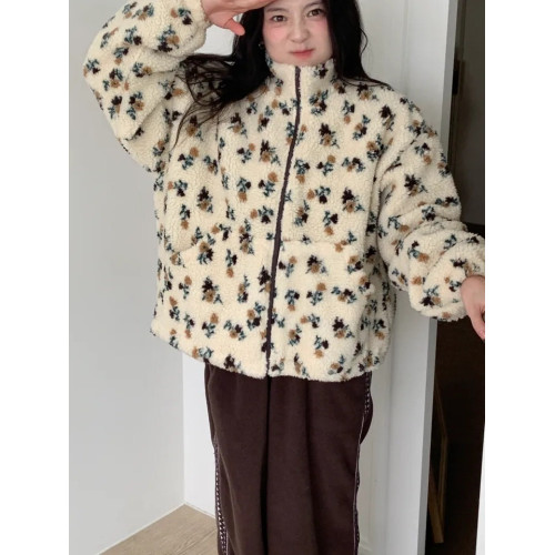 復古慵懶風撞色提花羊羔毛衛衣外套女2025冬季新款半拉鍊寬松上衣 復古慵懶風撞色提花羊羔毛衛衣外套女2025冬季新款半拉鍊寬松上衣