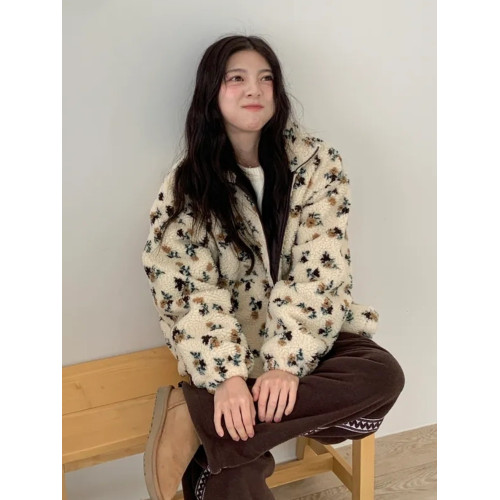 復古慵懶風撞色提花羊羔毛衛衣外套女2025冬季新款半拉鍊寬松上衣 復古慵懶風撞色提花羊羔毛衛衣外套女2025冬季新款半拉鍊寬松上衣