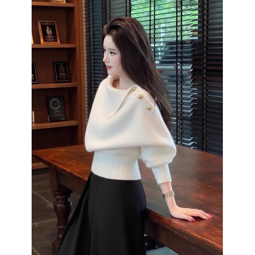 端莊大氣米白色短款收腰毛衣女2025年秋季新款奶fufu軟糯針織上衣 端莊大氣米白色短款收腰毛衣女2025年秋季新款奶fufu軟糯針織上衣