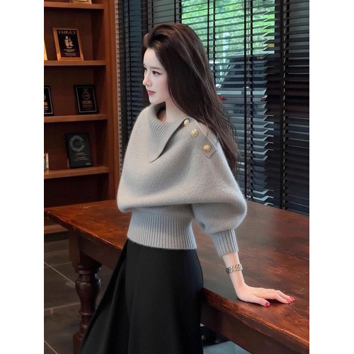 端莊大氣米白色短款收腰毛衣女2025年秋季新款奶fufu軟糯針織上衣 端莊大氣米白色短款收腰毛衣女2025年秋季新款奶fufu軟糯針織上衣