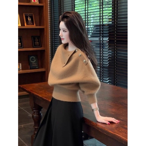 端莊大氣米白色短款收腰毛衣女2025年秋季新款奶fufu軟糯針織上衣 端莊大氣米白色短款收腰毛衣女2025年秋季新款奶fufu軟糯針織上衣