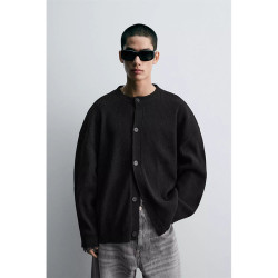 2025秋季新品男裝質感修身直筒圓領長袖開衫針織外套4938312 800