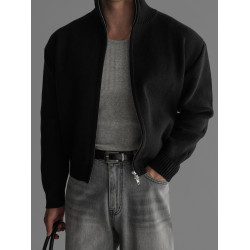 Primas  短款毛衣外套男秋冬季高級感老錢風加厚針織開衫輕熟風