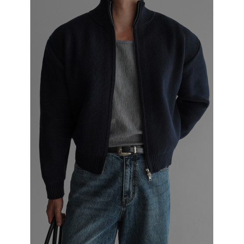 Primas  短款毛衣外套男秋冬季高級感老錢風加厚針織開衫輕熟風