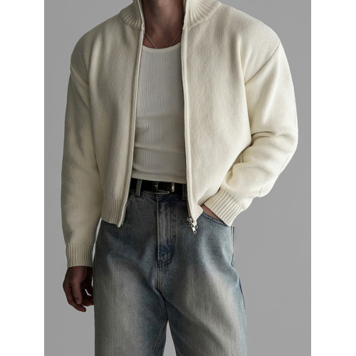 Primas  短款毛衣外套男秋冬季高級感老錢風加厚針織開衫輕熟風