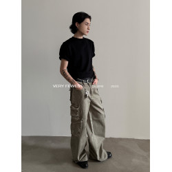 VERY FEWEST 時髦極簡立領短袖針織衫男女款百搭松弛感上衣打底衫